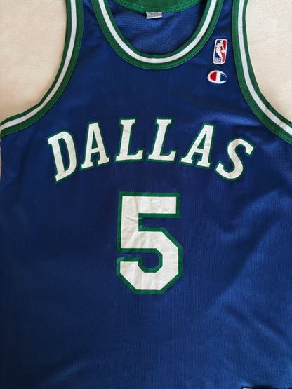Champion Dallas Mavericks #5 Kidd Jersey Size 40 Blue Mesh Vintage 90s NBA
