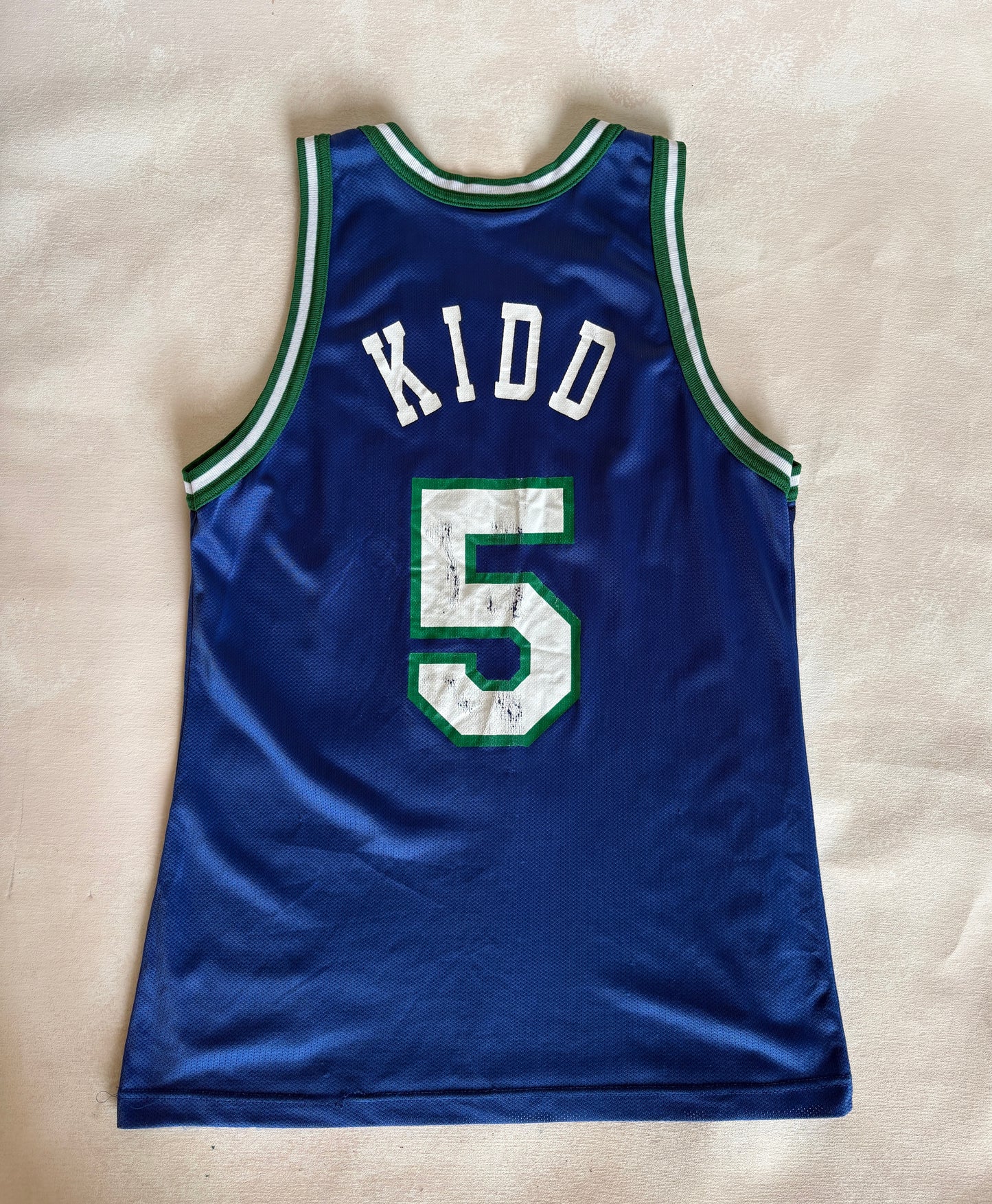 Champion Dallas Mavericks #5 Kidd Jersey Size 40 Blue Mesh Vintage 90s NBA