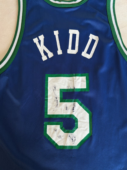 Champion Dallas Mavericks #5 Kidd Jersey Size 40 Blue Mesh Vintage 90s NBA