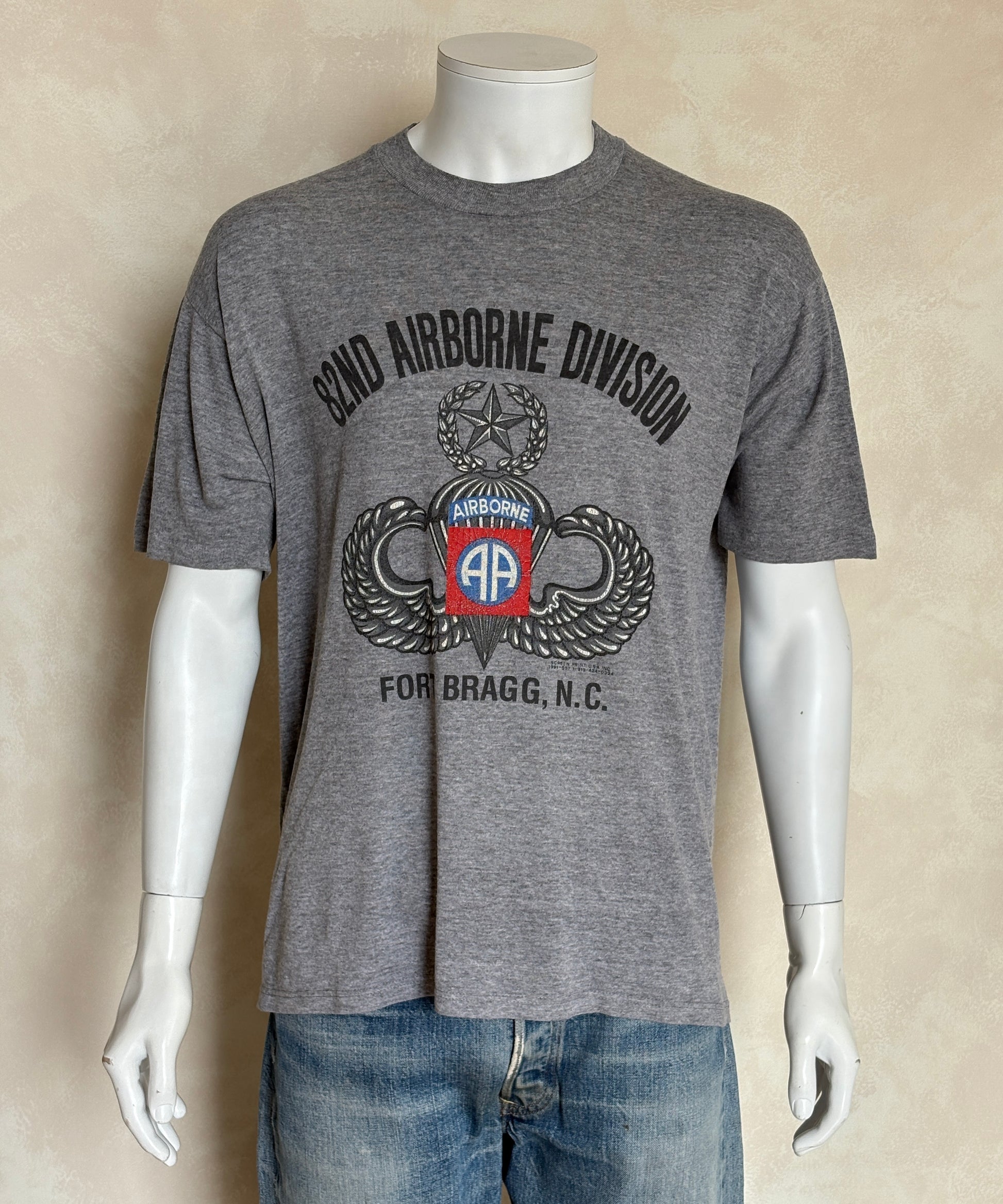 82nd airborne t-shirt, vintage military tee, fort bragg shirt, 1991 graphic tee, jump wings shirt, army patch shirt, v