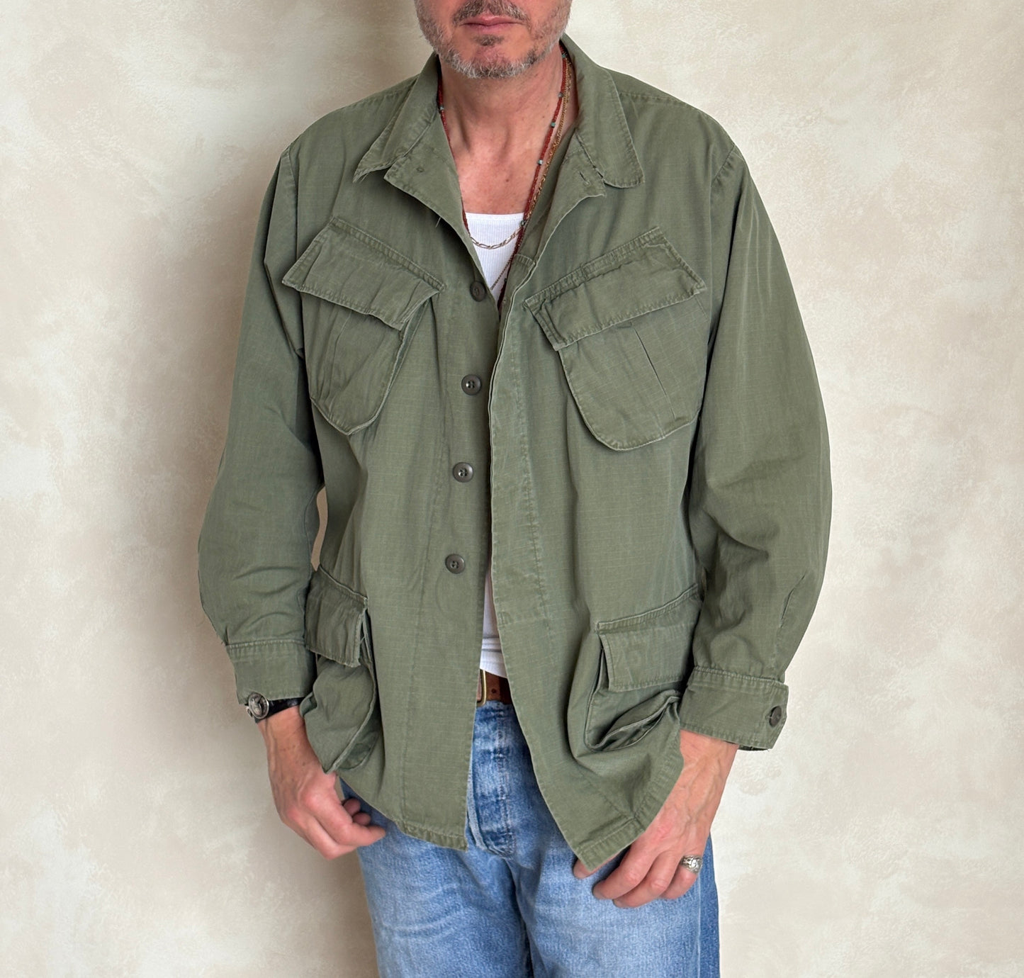 Med Reg. Authentic Third Pattern 1968 US Army Vintage Vietnam jungle jacket.