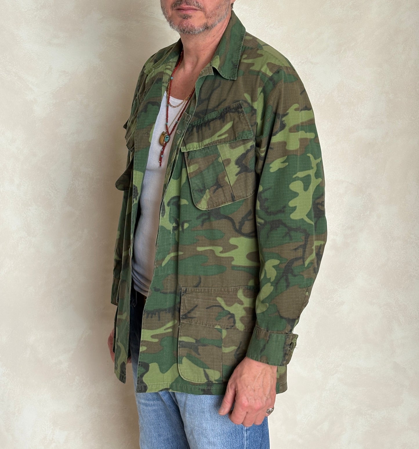 Small Reg. Authentic Third Pattern 1968 ERDL Camouflage Jungle Jacket | Vietnam War Era