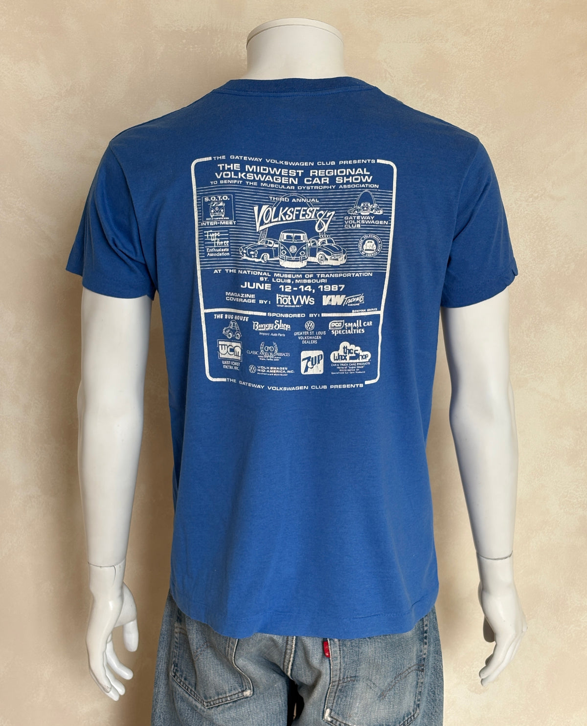 Volkswagen Single Stitch 1987 Car Show Tee – Authentic USA Vintage – Large- t shirt-AJ357 Studio