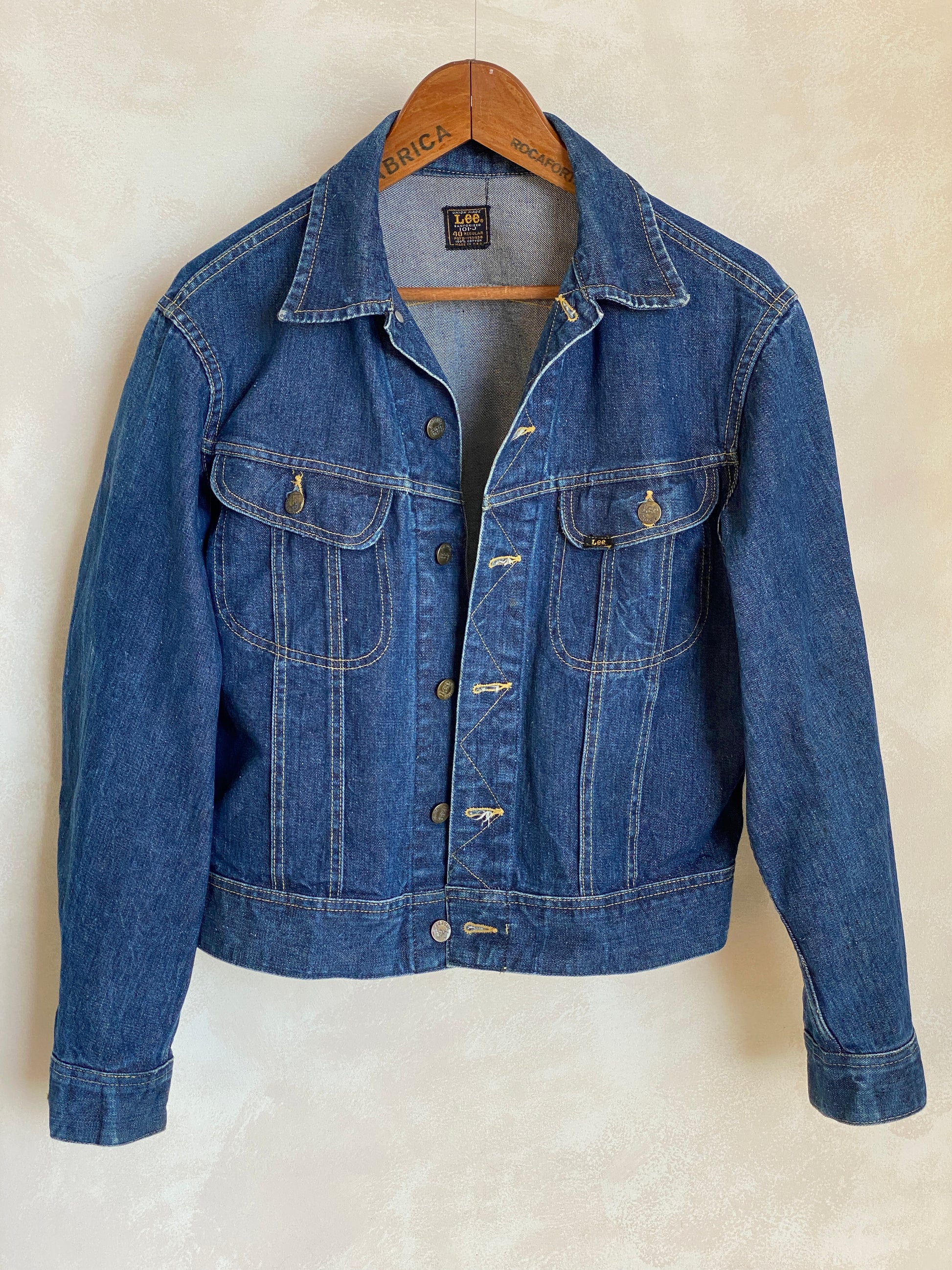 vintage 60s lee 101j denim jacket sanforized union made in usa size 40us 50eu aj357 studio