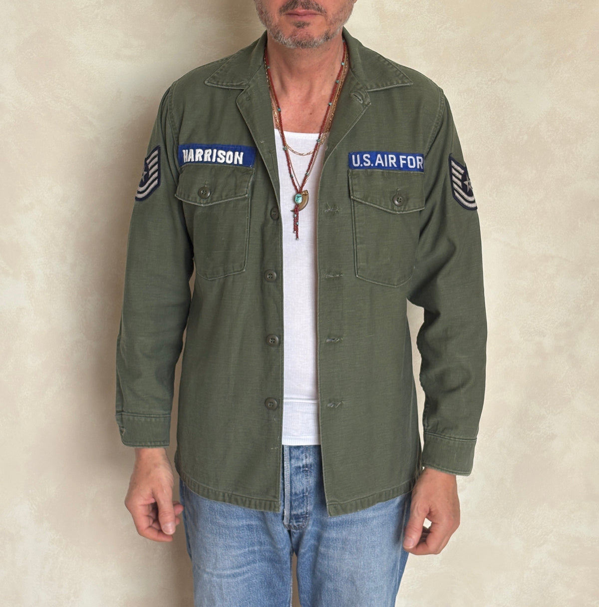Med. Authentic 1966 Vintage U.S. Air Force OG-107 Utility Shirt
