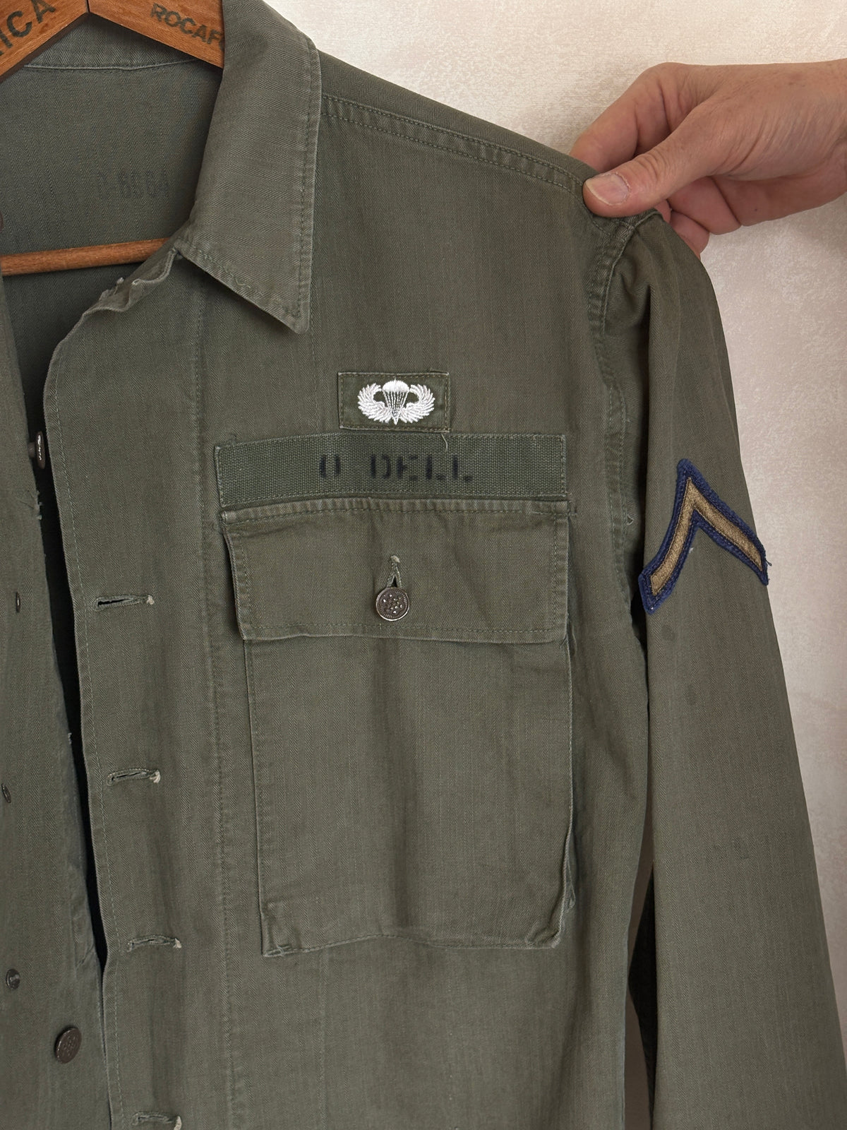 Med/L .Vintage WW2 US Army 2nd Pattern HBT 13 Stars Button Combat Shirt/Jacket