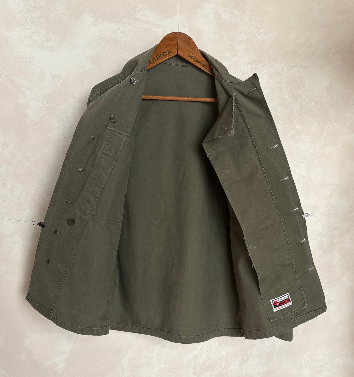 Med/L .Vintage WW2 US Army 2nd Pattern HBT 13 Stars Button Combat Shirt/Jacket
