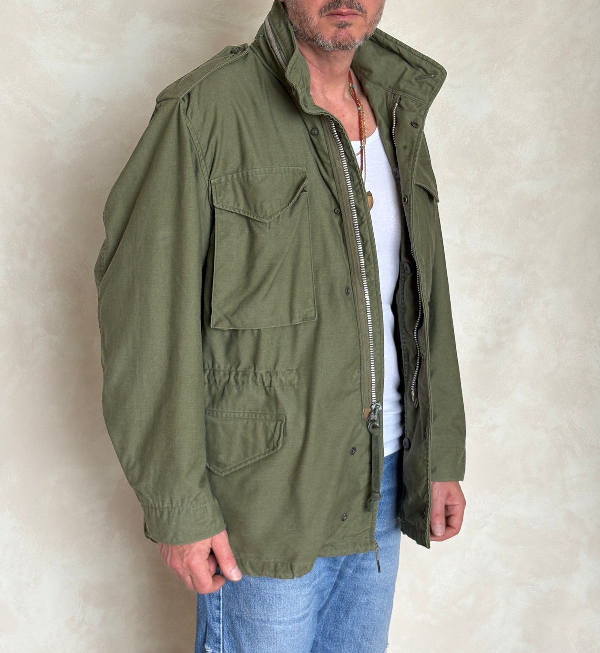 Size Med Reg. Authentic 1970 M-65 US Army Field Jacket | OG-107 Military Issue-AJ357 Studio