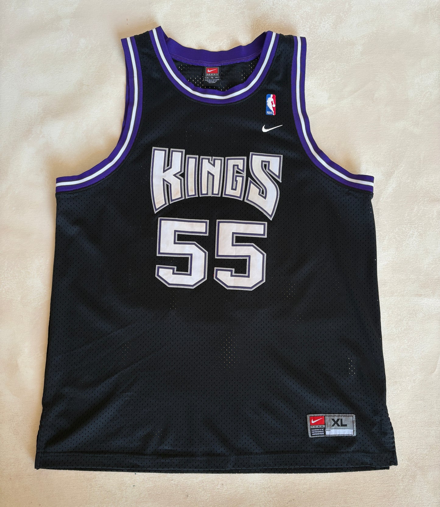 XL. Nike Sacramento Kings Jason Williams No. 55 Black Mesh 2000s NBA Vintage Stitched Logo