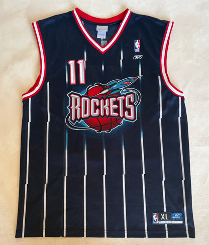Reebok Houston Rockets Yao Ming No. 11 Jersey Size XL Navy Pinstripe Mesh 2000s NBA Vintage