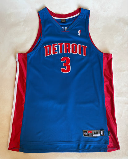 Nike Detroit Pistons Ben Wallace No. 3 Jersey Size 56/3XL Blue Dri-Fit 2000s NBA Vintage