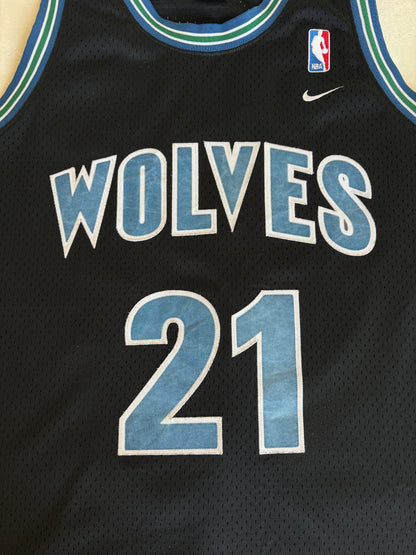 Nike Minnesota Timberwolves Kevin Garnett No. 21 Jersey Size L Black Mesh 1995 NBA Vintage