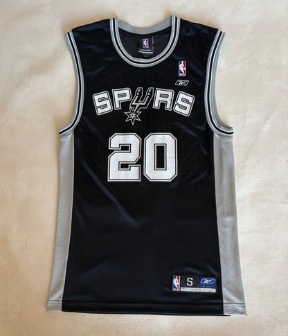 Reebok San Antonio Spurs Manu Ginobili No. 20 Jersey Size S Black Mesh 2000s NBA Vintage