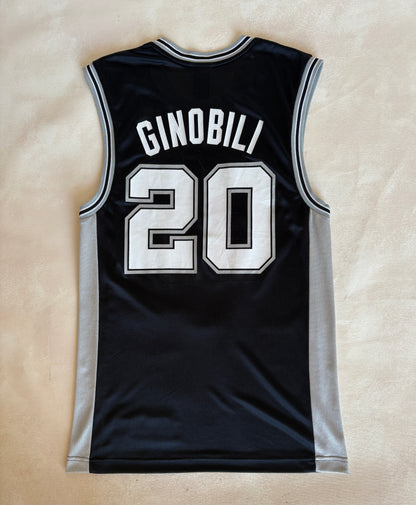 Reebok San Antonio Spurs Manu Ginobili No. 20 Jersey Size S Black Mesh 2000s NBA Vintage