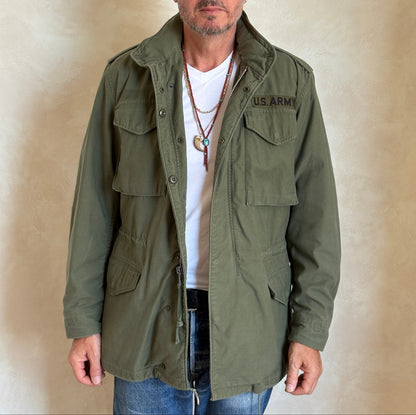 Small Long. Authentic Alpha Industries 1969 US Army M-65 Field Jacket – OG-107 – Vintage Military Issue-AJ357 Studio