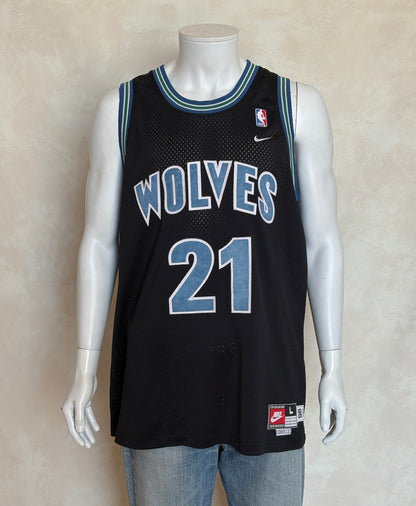 Nike Minnesota Timberwolves Kevin Garnett No. 21 Jersey Size L Black Mesh 1995 NBA Vintage