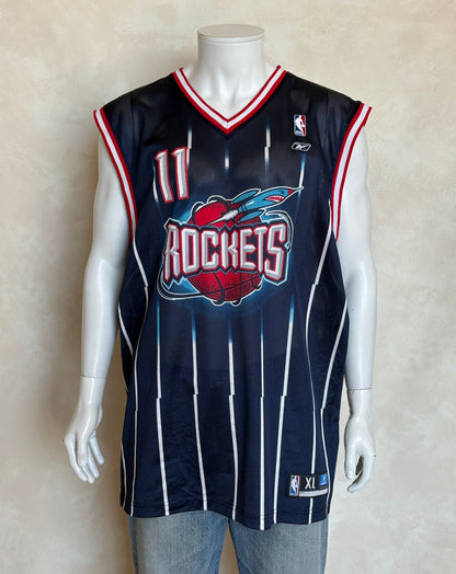 Reebok Houston Rockets Yao Ming No. 11 Jersey Size XL Navy Pinstripe Mesh 2000s NBA Vintage