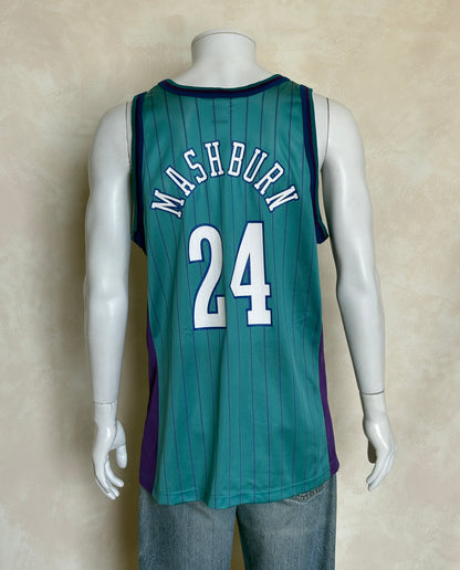 Champion Charlotte Hornets Jamal Mashburn No. 24 Jersey Size Large/44 Teal Pinstripe 90s NBA