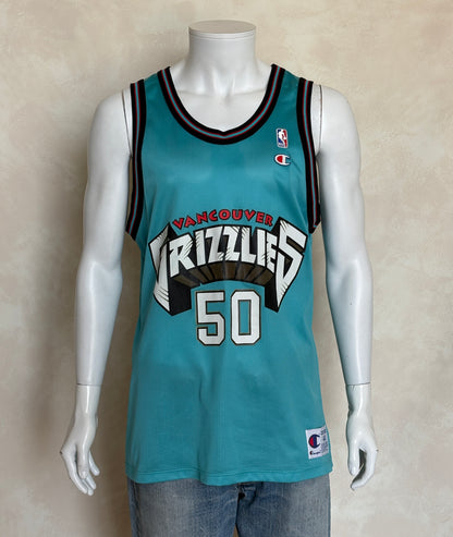 Champion Vancouver Grizzlies Bryant Reeves No. 50 Jersey Size 44 Teal Mesh NBA 90s