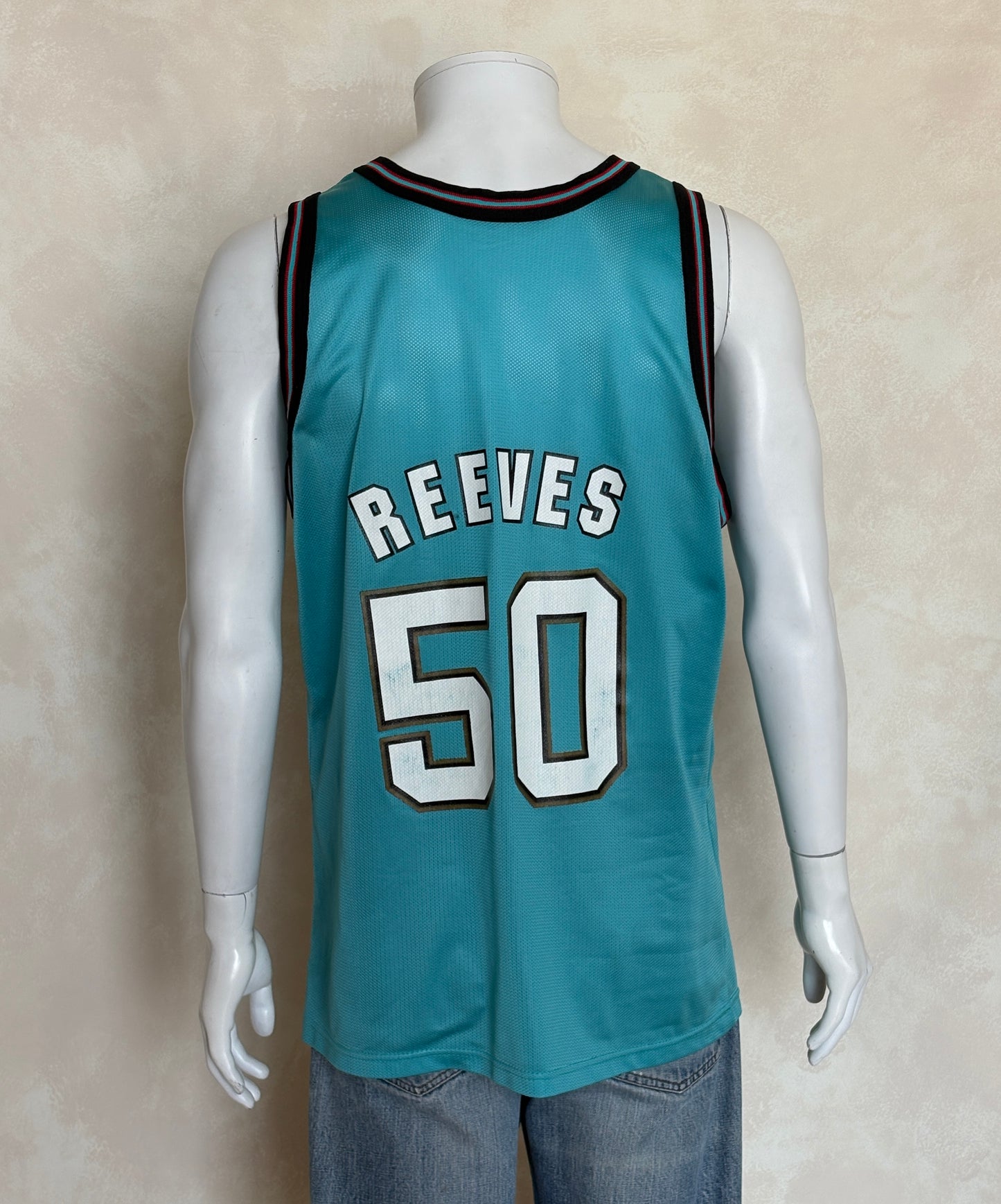 Champion Vancouver Grizzlies Bryant Reeves No. 50 Jersey Size 44 Teal Mesh NBA 90s