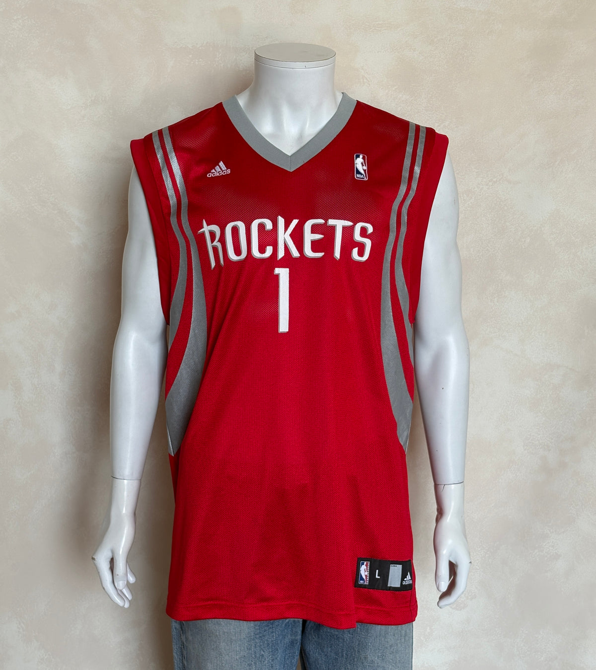 Adidas Houston Rockets Tracy McGrady No. 1 Jersey Size L Red Mesh NBA 2000s