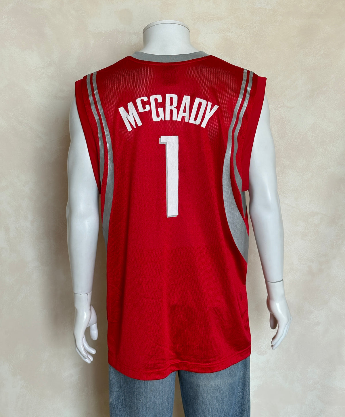 Adidas Houston Rockets Tracy McGrady No. 1 Jersey Size L Red Mesh NBA 2000s