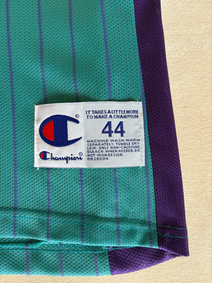 Champion Charlotte Hornets Jamal Mashburn No. 24 Jersey Size Large/44 Teal Pinstripe 90s NBA