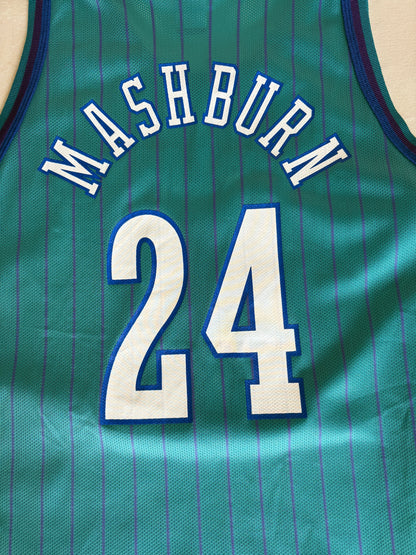 Champion Charlotte Hornets Jamal Mashburn No. 24 Jersey Size Large/44 Teal Pinstripe 90s NBA