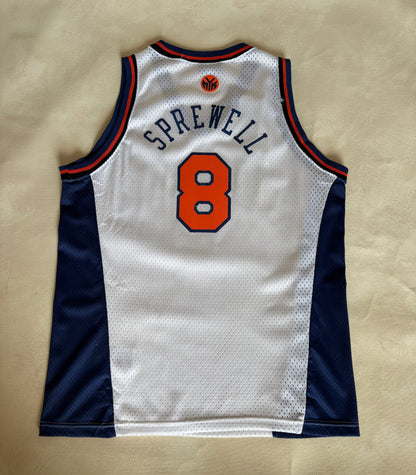 Nike New York Knicks No. 8 Jersey Size M White Orange Navy Mesh NBA Early 2000s