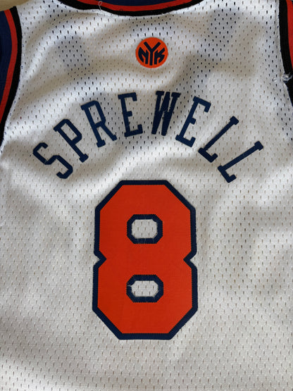 Nike New York Knicks No. 8 Jersey Size M White Orange Navy Mesh NBA Early 2000s