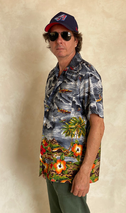 Size M. Vintage 90s Hawaiian cotton shirt-AJ357 Studio