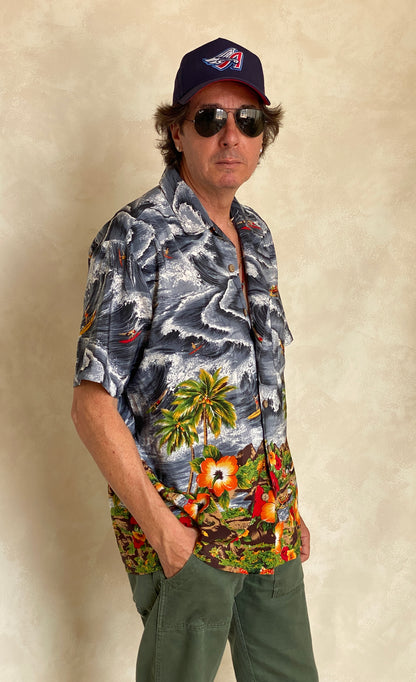 Size M. Vintage 90s Hawaiian cotton shirt-AJ357 Studio