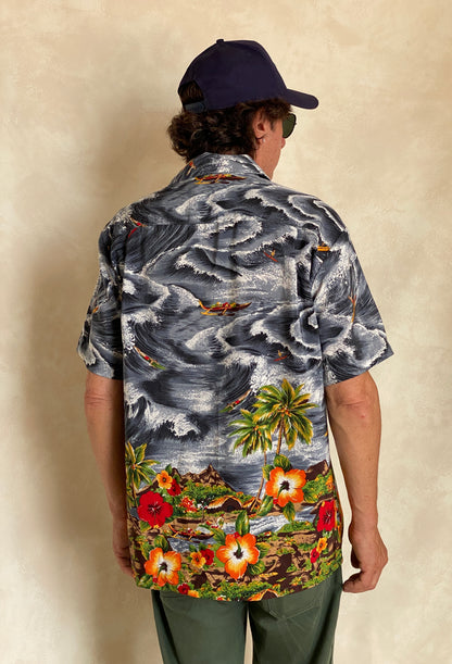 Size M. Vintage 90s Hawaiian cotton shirt-AJ357 Studio