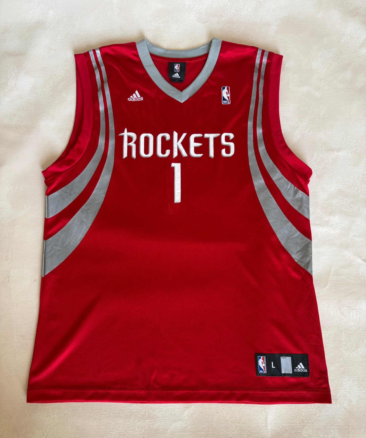 Adidas Houston Rockets Tracy McGrady No. 1 Jersey Size L Red Mesh NBA 2000s