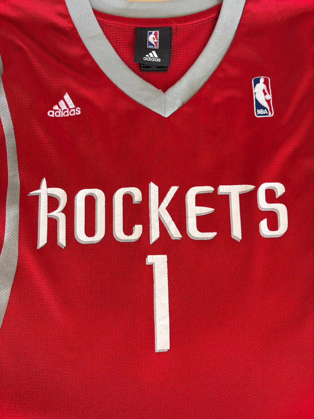 Adidas Houston Rockets Tracy McGrady No. 1 Jersey Size L Red Mesh NBA 2000s