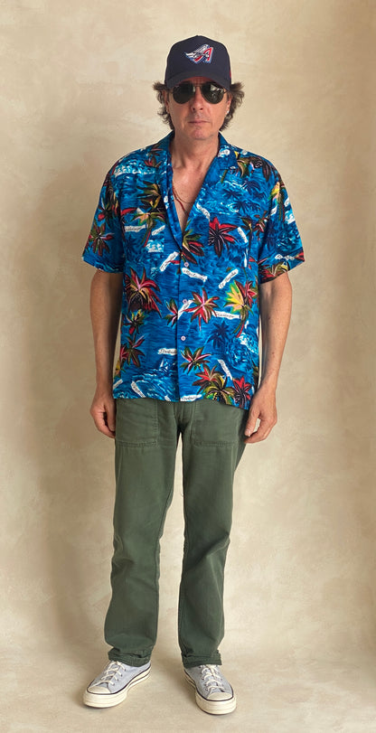 Size XL. Vintage 80s Hawaiian shirt-AJ357 Studio