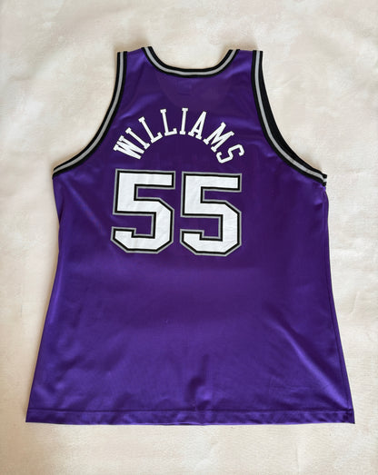 Champion Sacramento Kings Jason Williams No. 55 Jersey Size 48 Purple Mesh NBA 90s