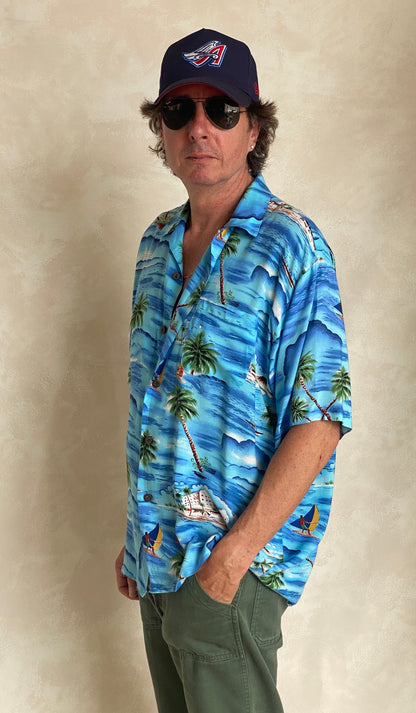 Size XL. Vintage 80s Hawaiian shirt-AJ357 Studio