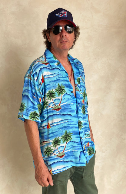 Size XL. Vintage 80s Hawaiian shirt-AJ357 Studio