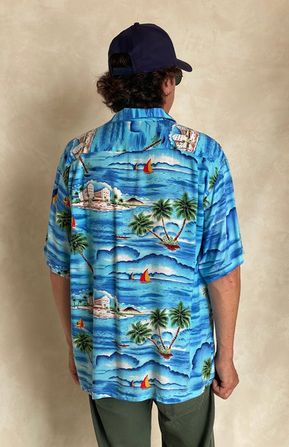 Size XL. Vintage 80s Hawaiian shirt-AJ357 Studio