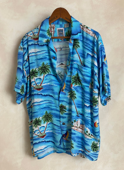 Size XL. Vintage 80s Hawaiian shirt-AJ357 Studio