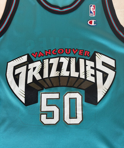 Champion Vancouver Grizzlies Bryant Reeves No. 50 Jersey Size 44 Teal Mesh NBA 90s