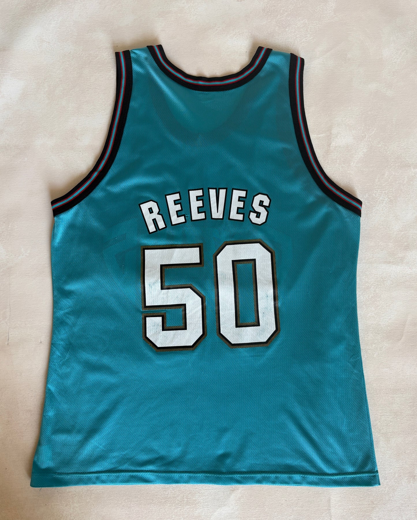 Champion Vancouver Grizzlies Bryant Reeves No. 50 Jersey Size 44 Teal Mesh NBA 90s