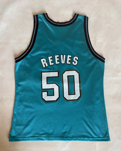 Champion Vancouver Grizzlies Bryant Reeves No. 50 Jersey Size 44 Teal Mesh NBA 90s
