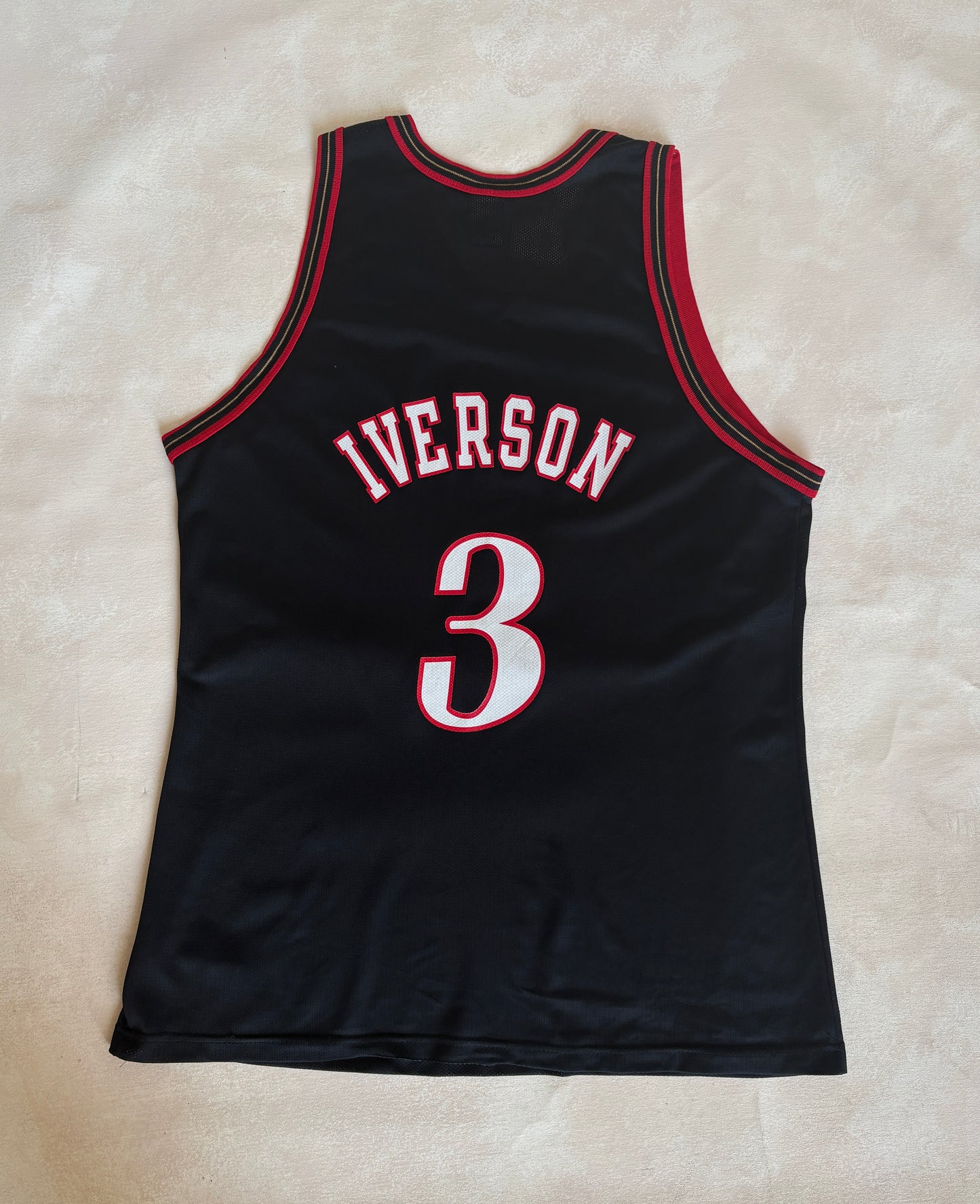 Champion Philadelphia 76ers Allen Iverson No. 3 Jersey Size 48 Black Mesh NBA 90s