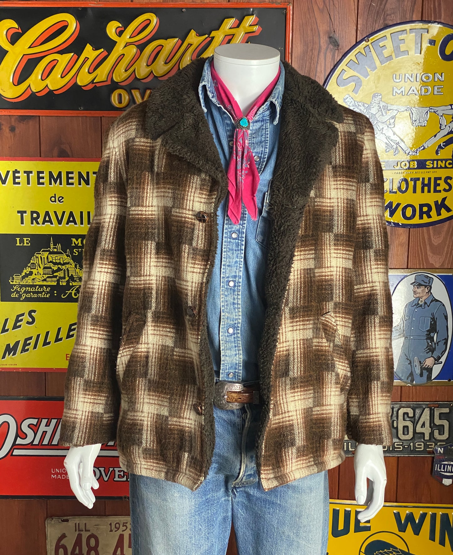 Vintage 70s plaid wool coat by Silton – classic winter style made in USA – size 44 us / 54 eu-AJ357 Studio