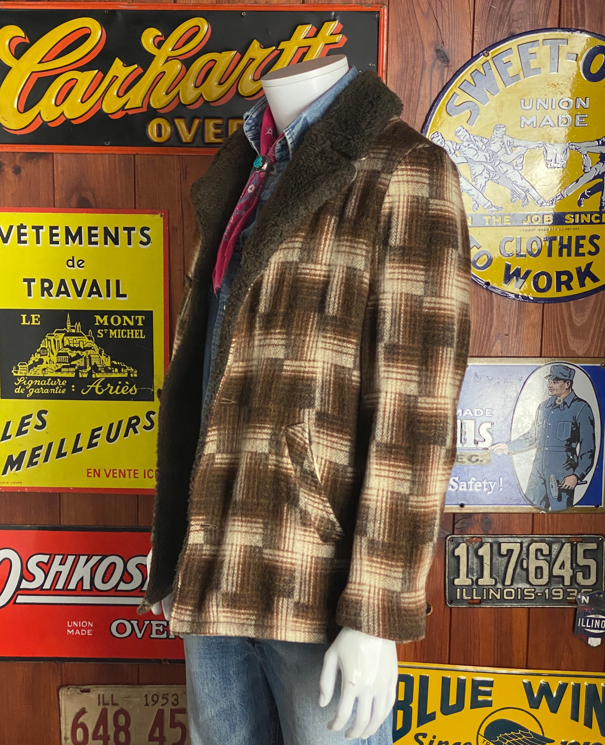 Vintage 70s plaid wool coat by Silton – classic winter style made in USA – size 44 us / 54 eu-AJ357 Studio