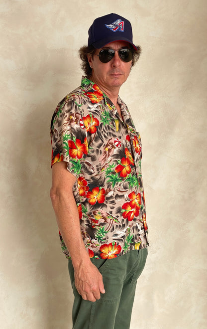 Size Med. Vintage 60s Aloha Hawaiian shirt Made in Japan-AJ357 Studio