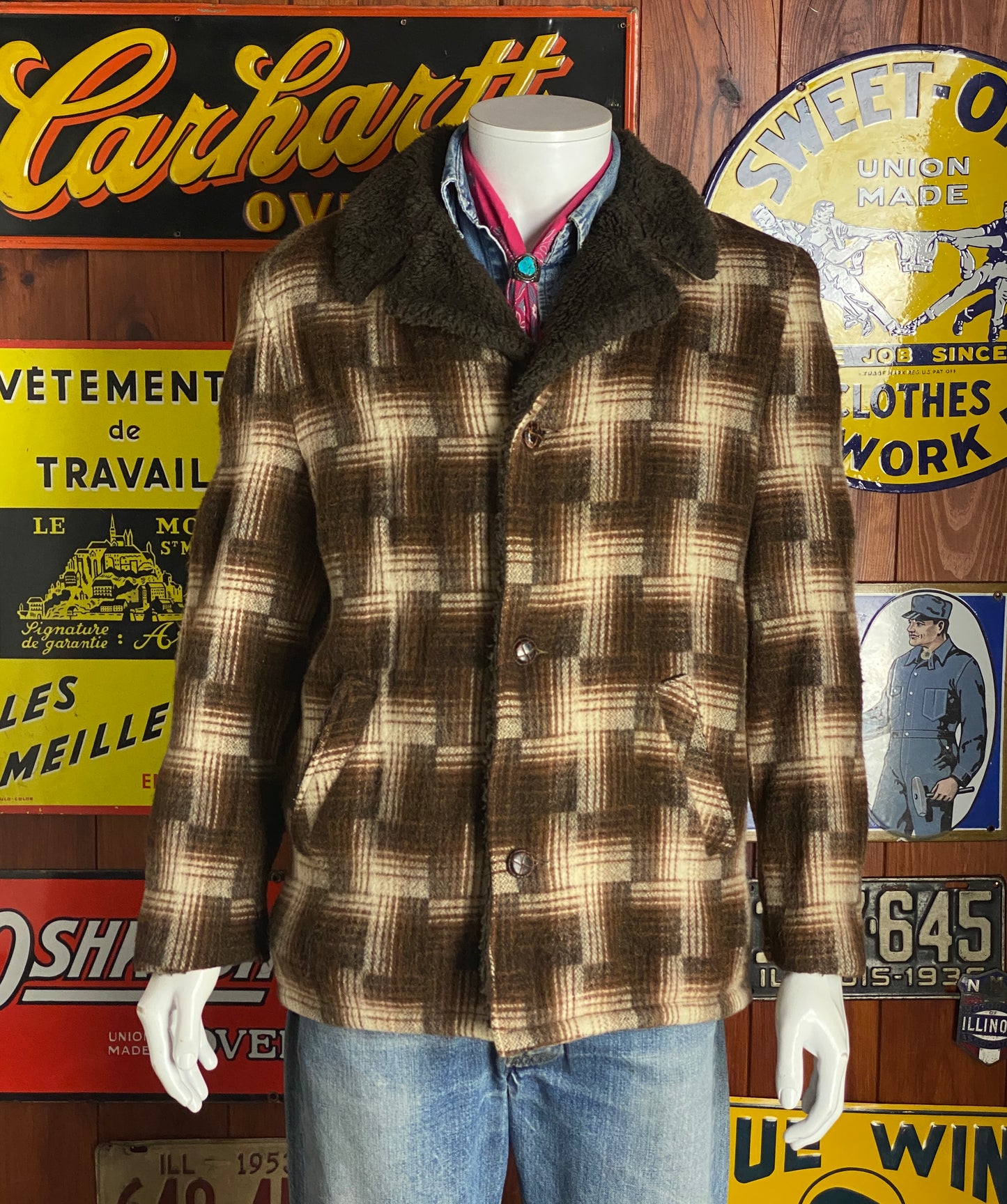 Vintage 70s plaid wool coat by Silton – classic winter style made in USA – size 44 us / 54 eu-AJ357 Studio