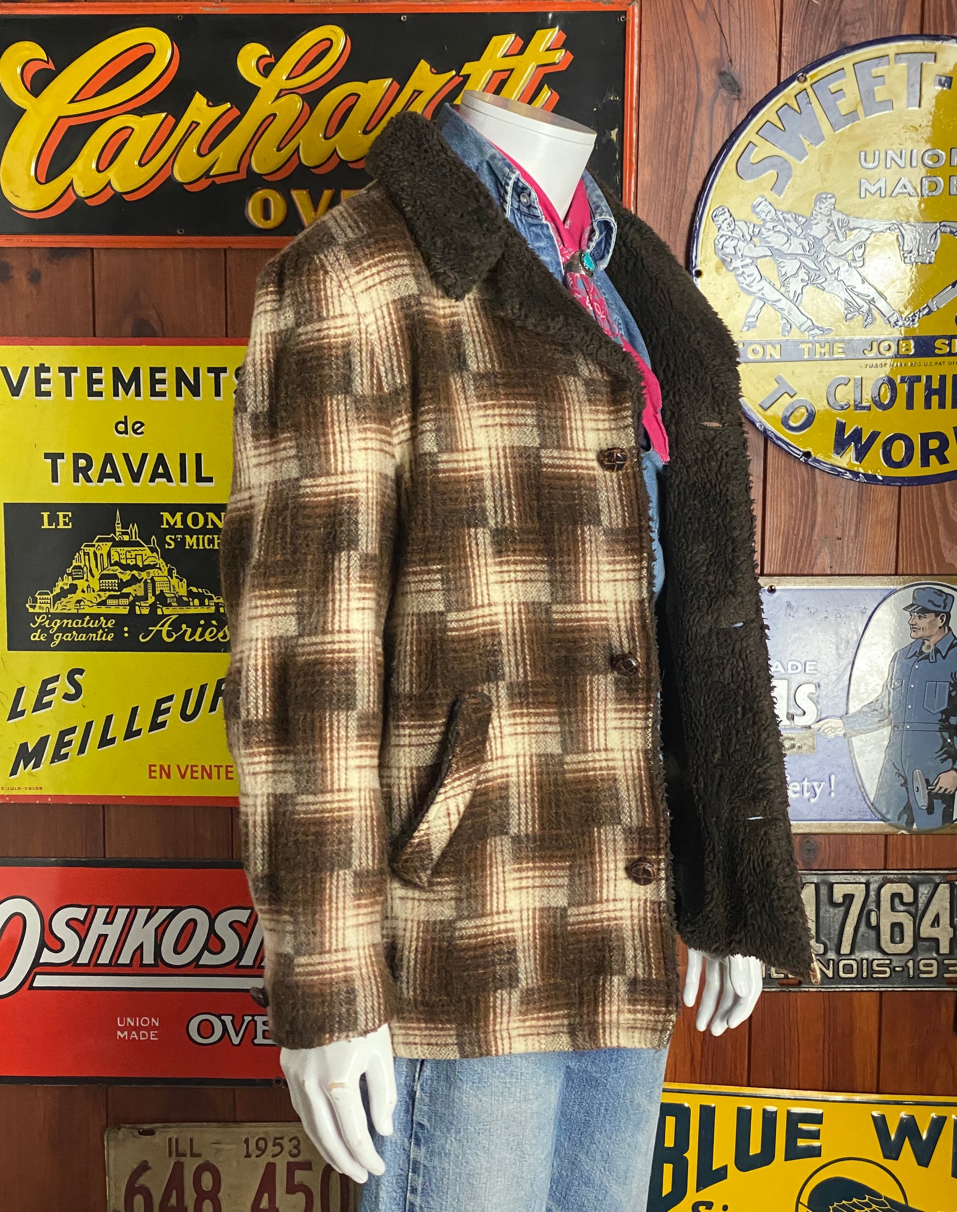 Vintage 70s plaid wool coat by Silton – classic winter style made in USA – size 44 us / 54 eu-AJ357 Studio